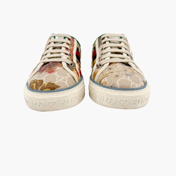 Gucci Tennis 1977 Low Top Sneakers Size 38.5 US 8.5 Beige GG Supreme Water Flora - Picture 6 of 14